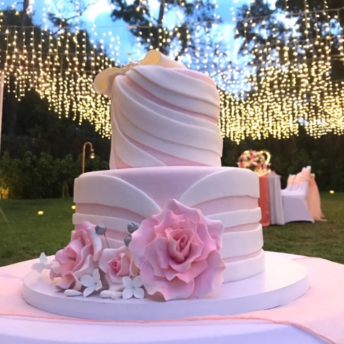 Wedding Cake RIBBON & FLOWERS