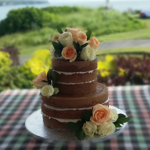 Wedding (Naked) Cake Peach Roses